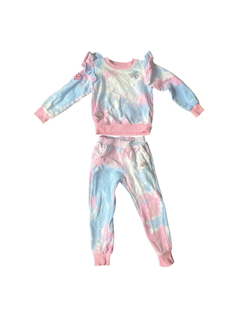 Lola + The Boys Tie Dye Sweatshirt & Jogger Set Girls Size 6 Rainbow Unicorn
